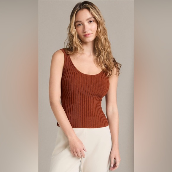 NWT Vince Ribbed Tie Back Tank - Rust Amber - S - Picture 1 of 9